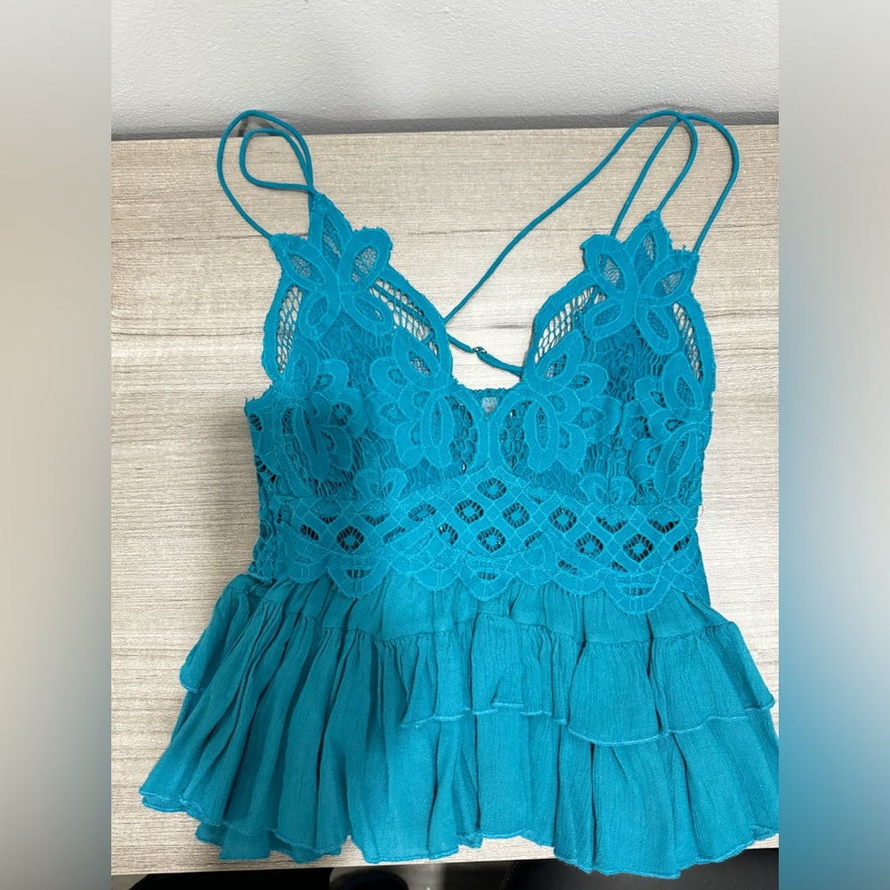 Free People Adella Everglade Lace Trim Camisole Size Small Women